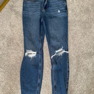 Abercrombie & Fitch Dark Blue Distressed Skinny Jeans